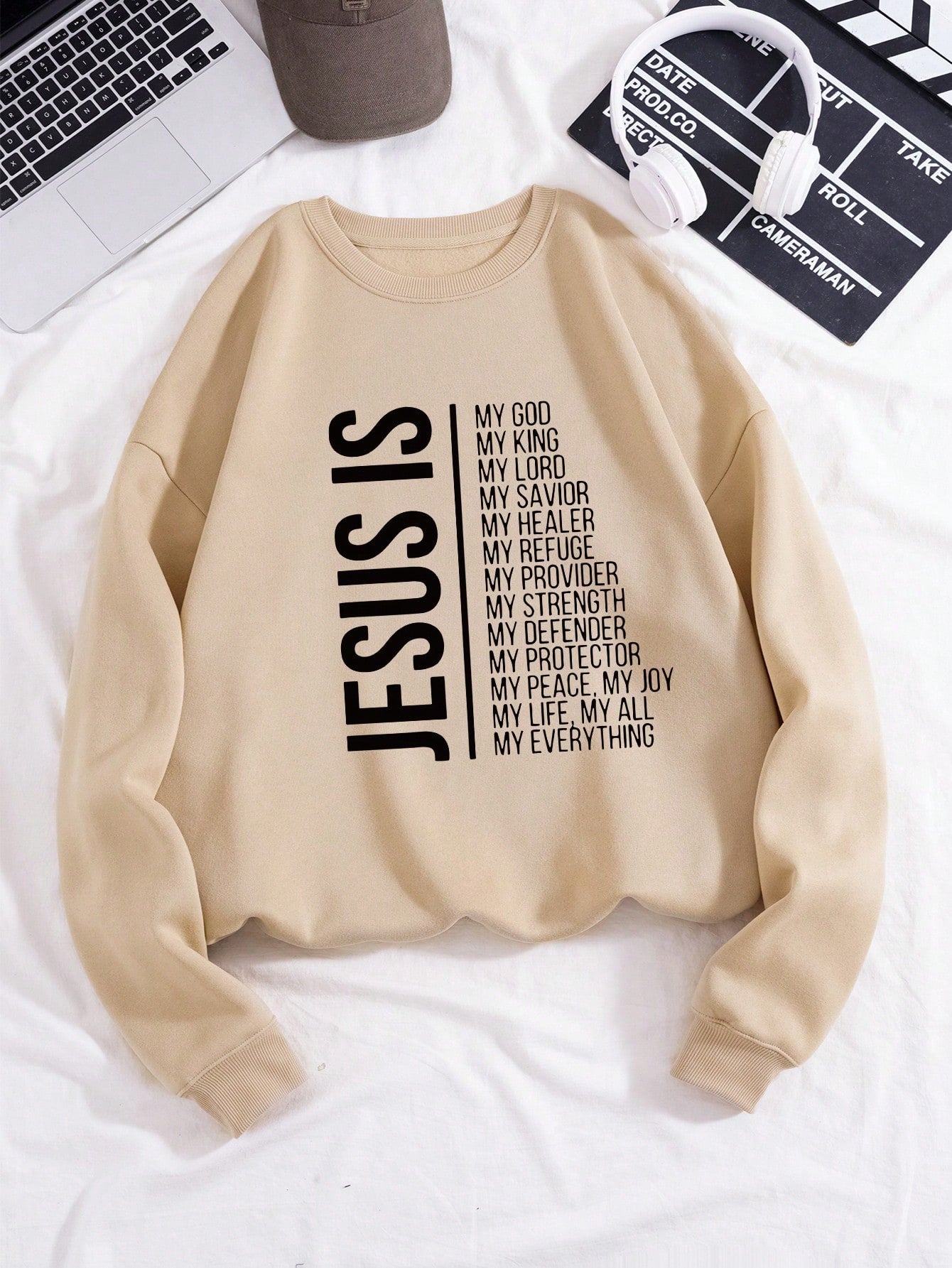 Graphic Drop Shoulder Thermal Lined Sweatshirt