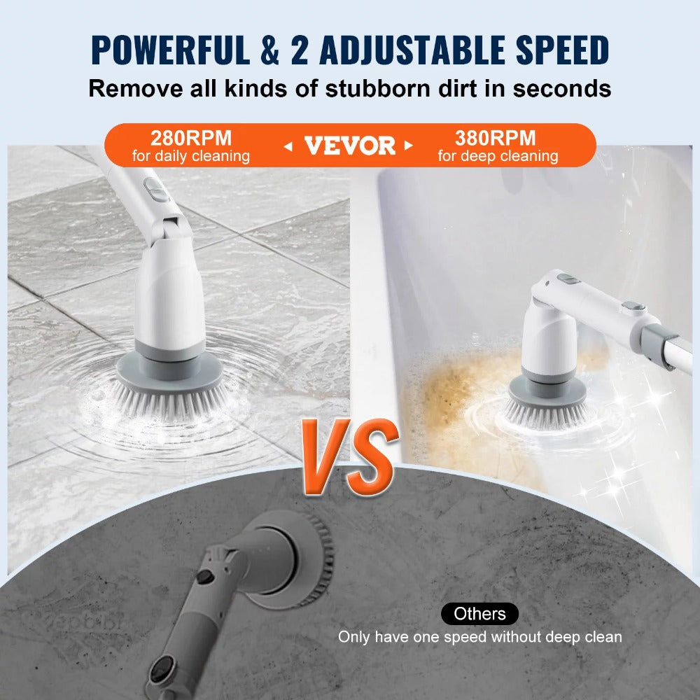 Electric Spin Scrubber 360 Cordless Bathroom Cleaning Brush with 4 Replaceable Brush Heads Adjustable Extension Handle