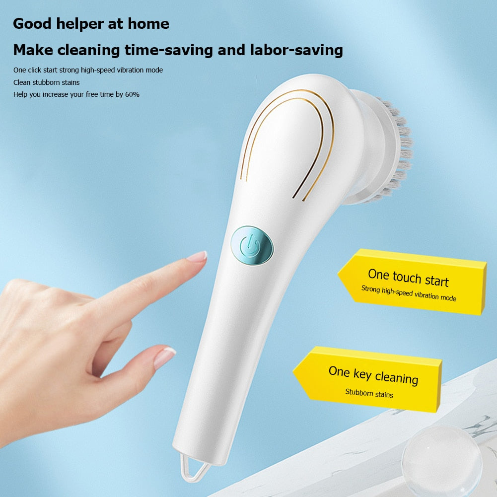 5-In-1Multifunctional Electric Cleaning Brush Usb Charging Bathroom Wash Brush Kitchen Cleaning Tool Dishwashing Brush Bathtub